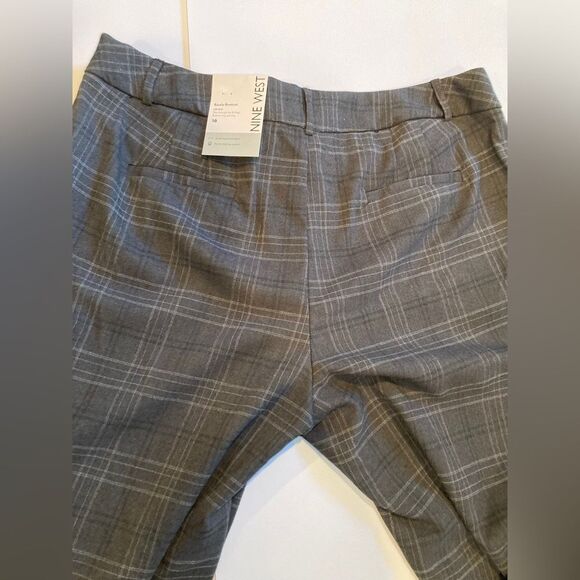 Nine West Mid Rise Barely Bootcut Pants Women’s 16 Gray Plaid Sculpting NEW - Picture 13 of 13